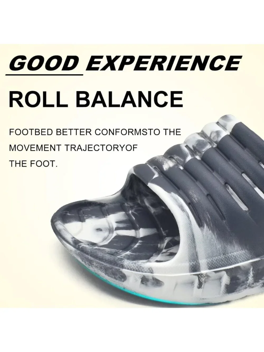 Men Grey White Sandals Orthotic Arch Support Open Toe Sport Slides Thick Cushion